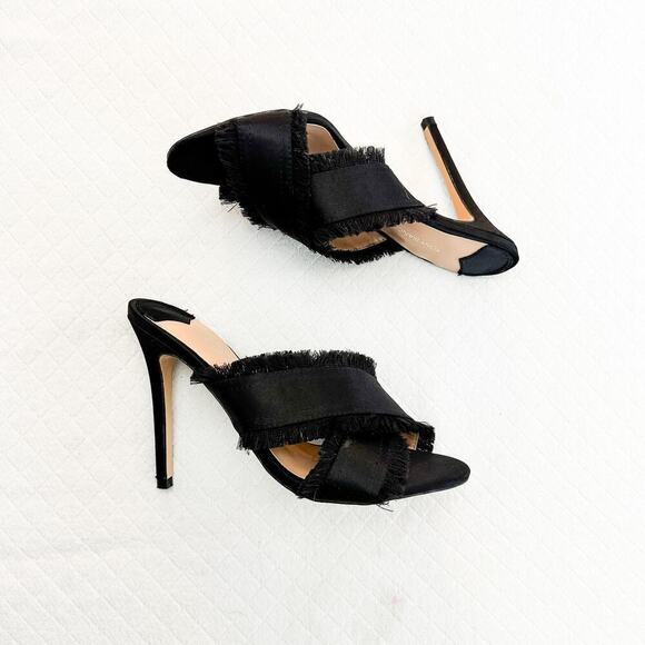 Tony Bianco Black Marley Fringe Hem Criss Cross Heeled Mule Size 7.5 - Picture 6 of 6